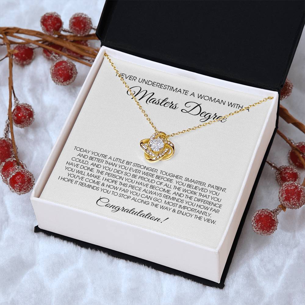 Masters Degree Graduation Gift For Her Master Degree Necklace For Daughter Sister Best Friend Love Knot Necklace