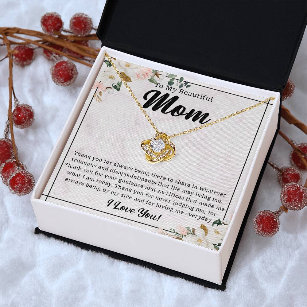 To My Beautiful Mom Necklace Gift For Mom From Daughter From Son Mother's Day Gift Thank You Mom Love Knot Necklace