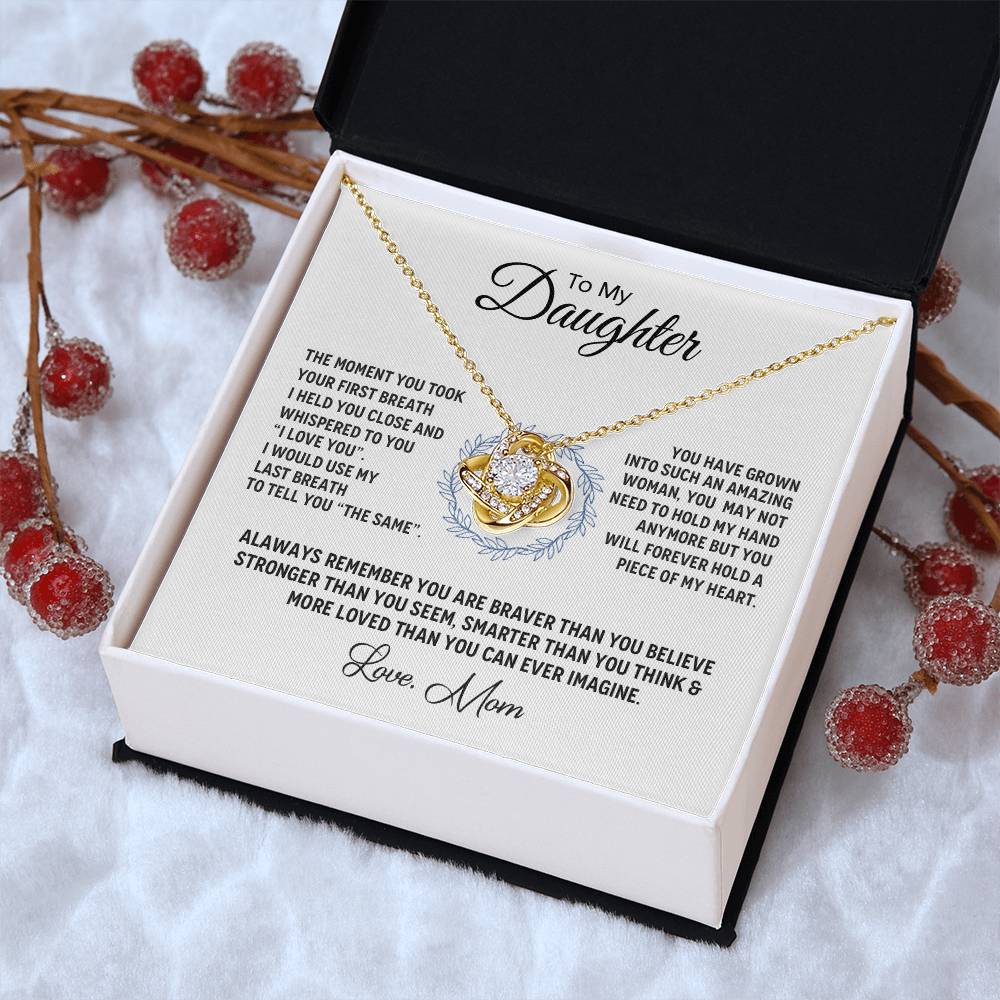 14K White Gold To My Beautiful Daughter - Love Knot Necklace