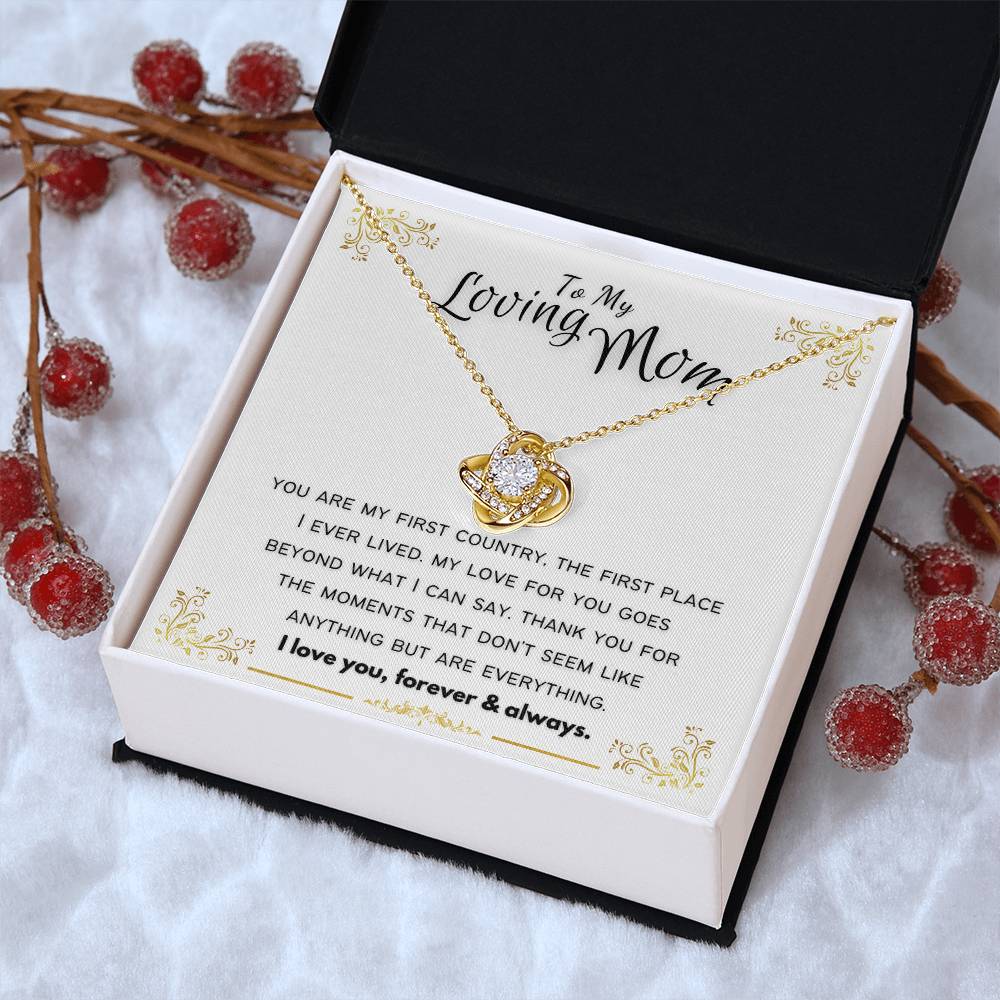 To My Loving Mom Love Knot Necklace