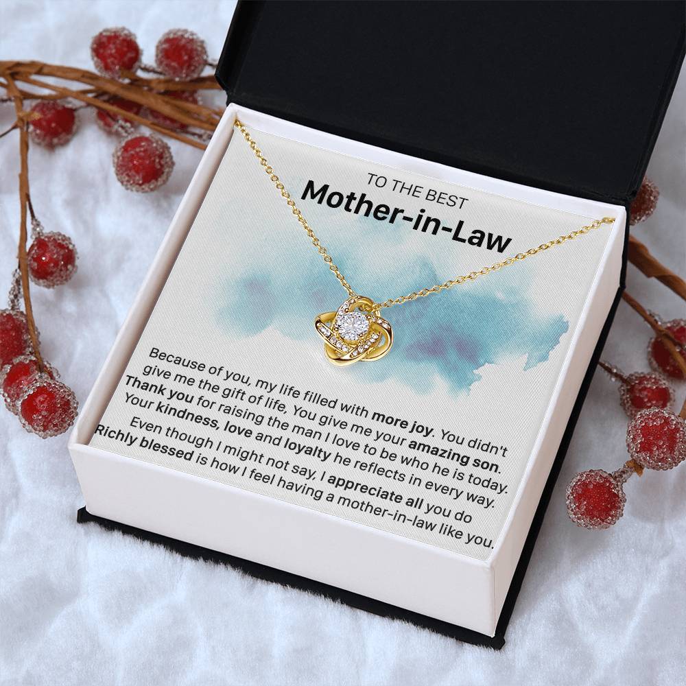 Gift For Mother-In-Law More Joy Reflect Love Knot Necklace Love Knot Necklace