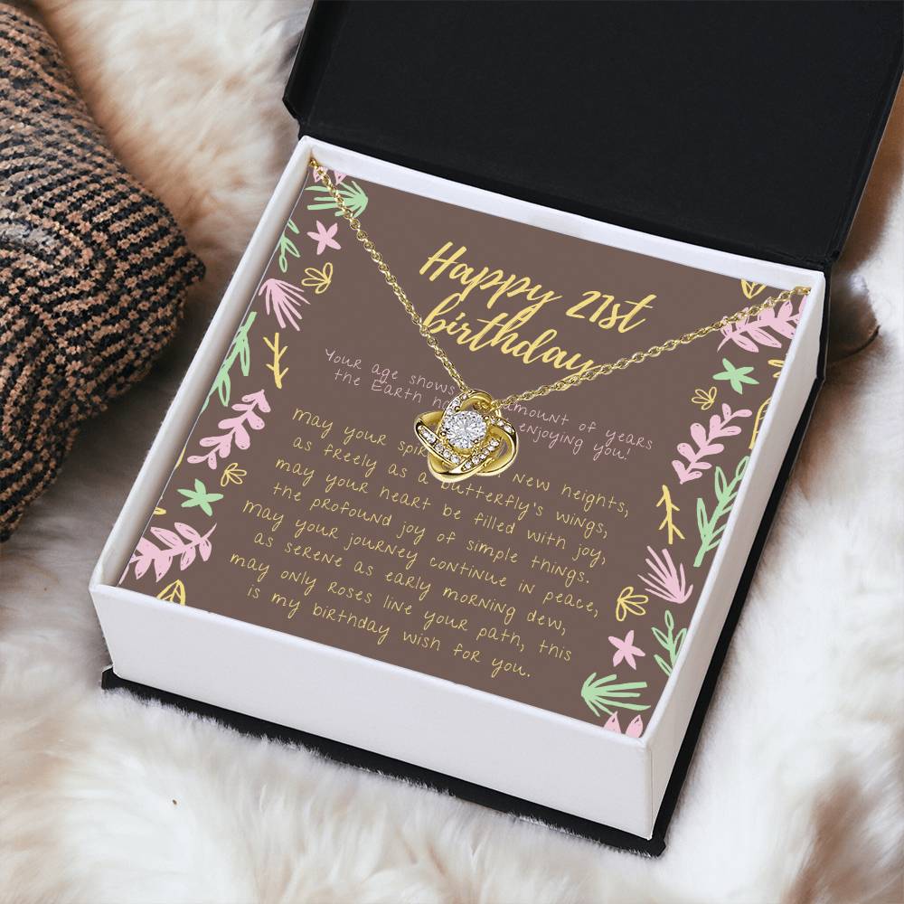 Happy 21St Birthday Necklace 21St Birthday Gift For Her 21St Birthday Gift For Women 21St Birthday Gift Necklace Happy 21St Birthday Friend 21St Birthday Gift 21 Love Knot Necklace