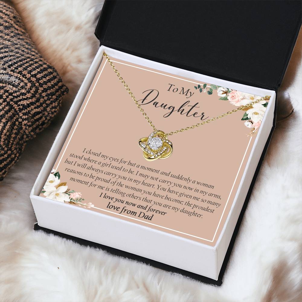 To My Daughter Necklace Gift For Daughter From Dad Daughter Birthday Graduation Gift Love Knot Necklace