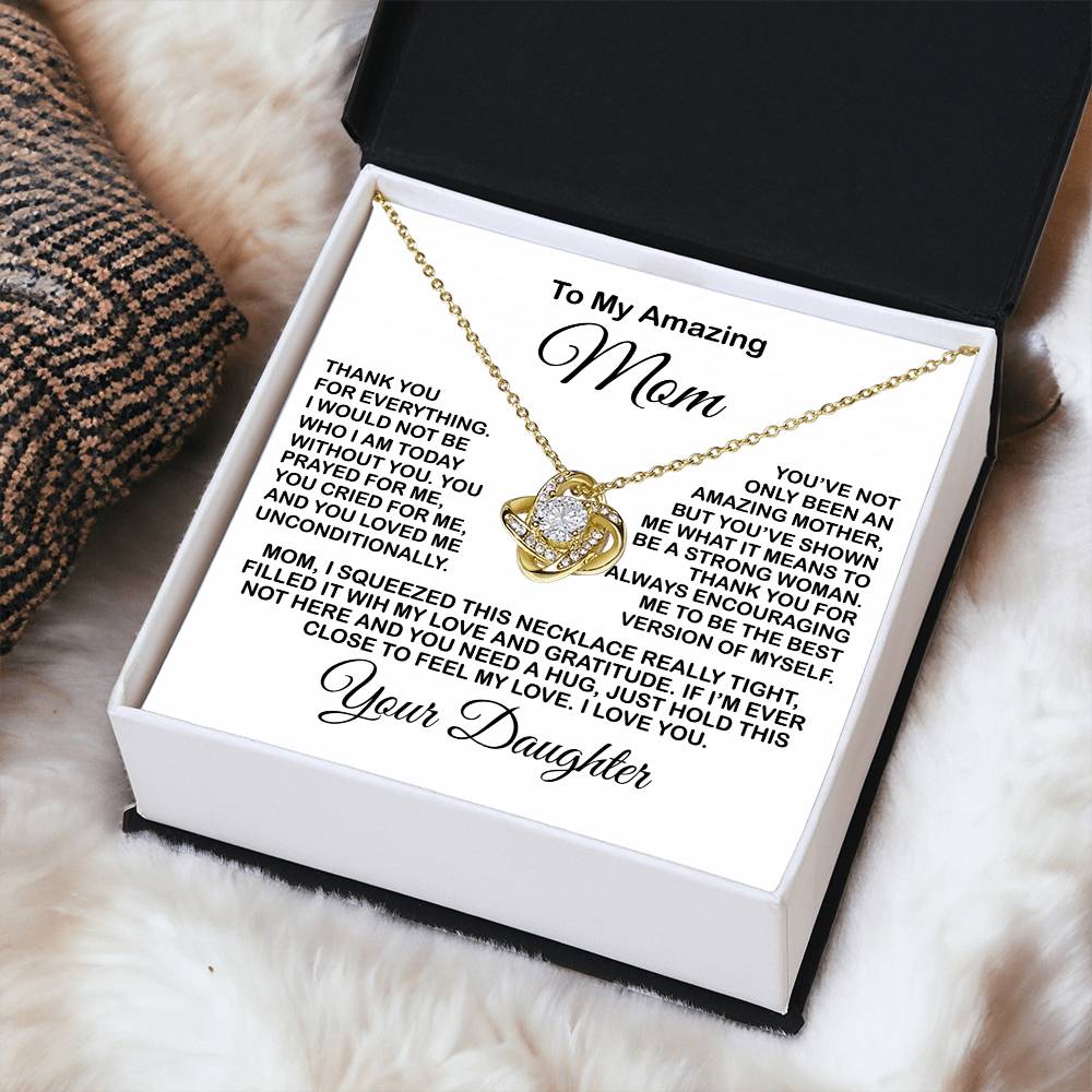 Present For Mom From Daughter Love Knot Necklace