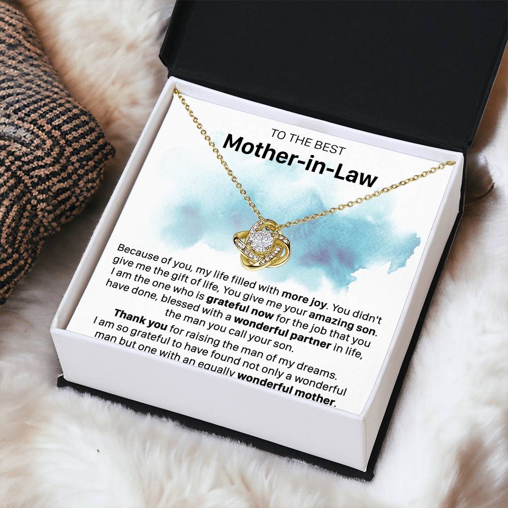 Gift For Mother-In-Law More Joy Grateful Now Love Knot Necklace Love Knot Necklace