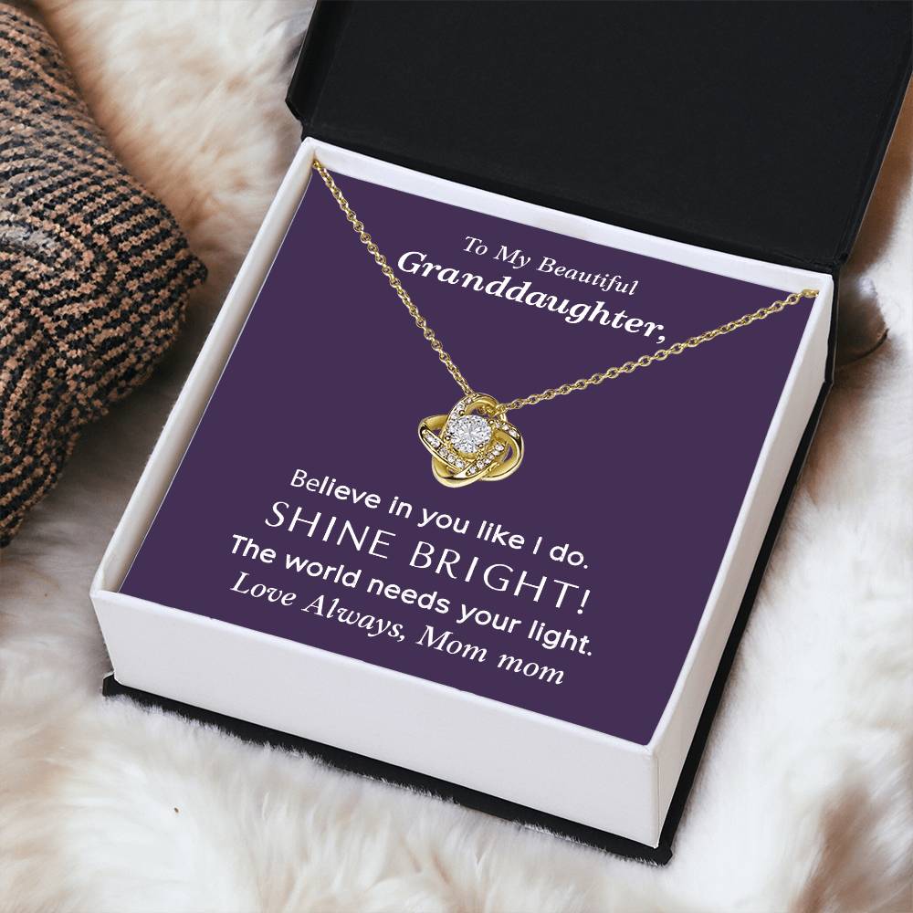 To My Beautiful Granddaughter Love Knot Necklace