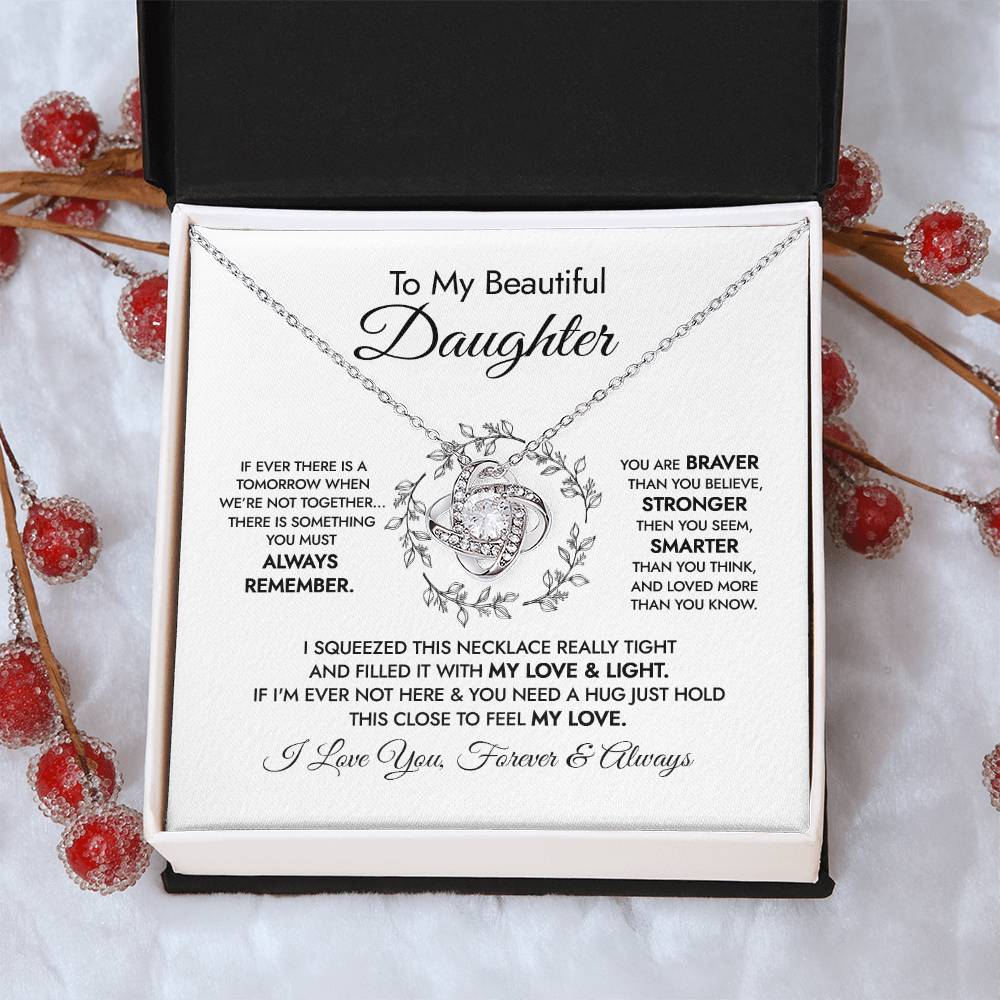 To My Beautiful Daughter Necklace Gift For Daughter From Mom Or Dad Sentimental Gift For Her Daughter Birthday Graduation Gift Love Knot Necklace