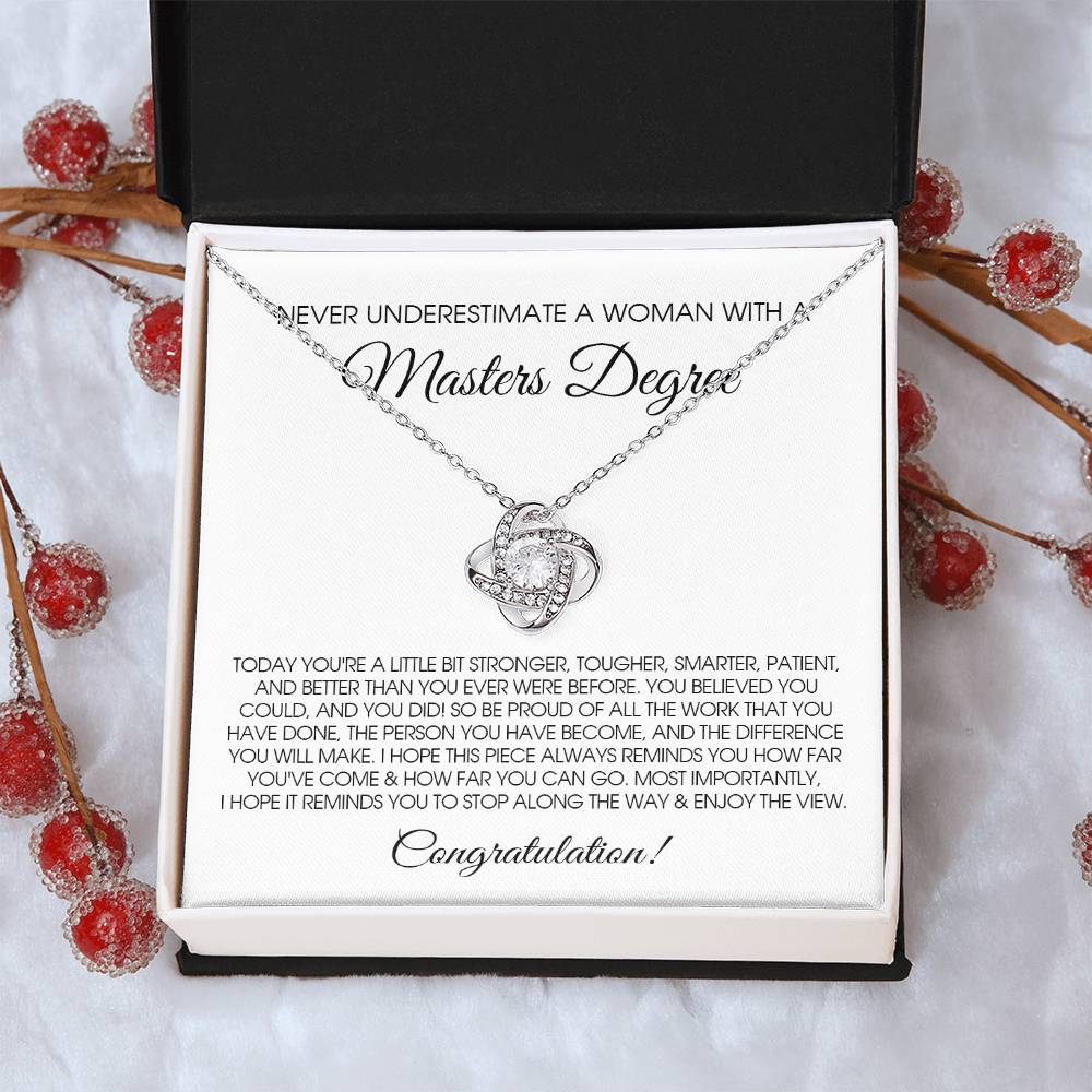 Masters Degree Graduation Gift For Her Master Degree Necklace For Daughter Sister Best Friend Love Knot Necklace