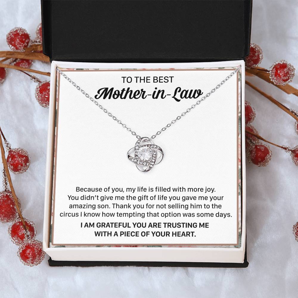 Gift For Mother-In-Law More Joy 3 Love Knot Necklace Love Knot Necklace