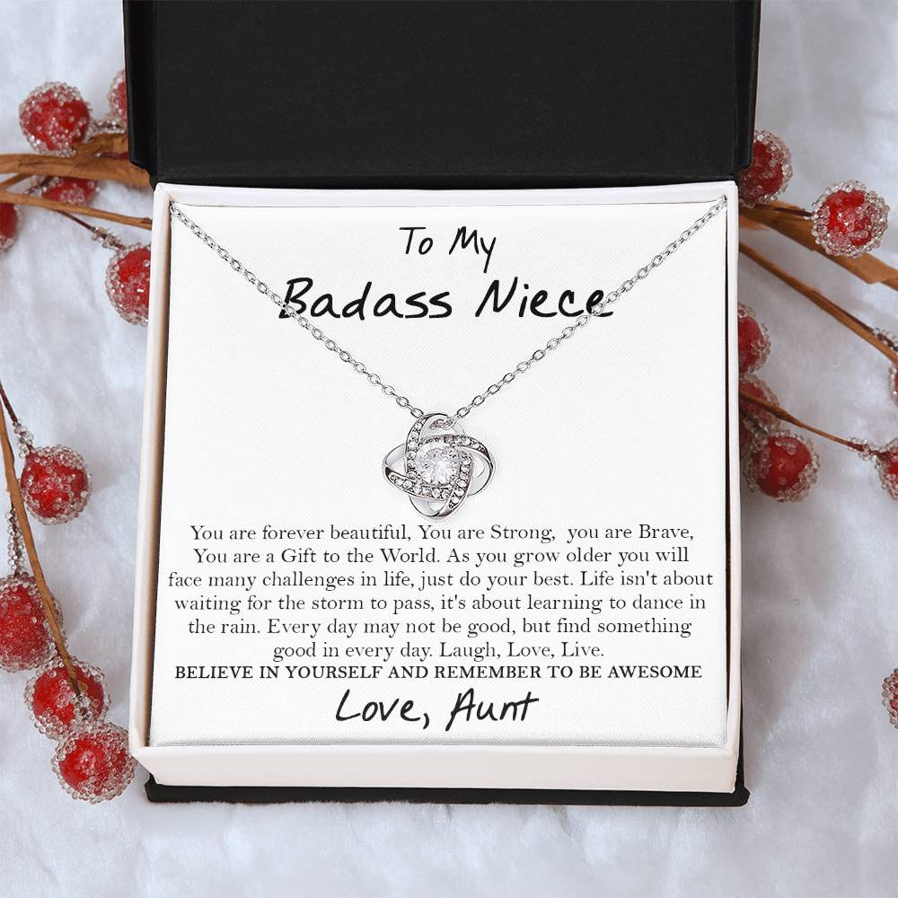 To My Badass Niece Necklace Gift For Niece From Aunt Gift For Birthday Wedding Graduation Auntie To Niec Love Knot Necklace