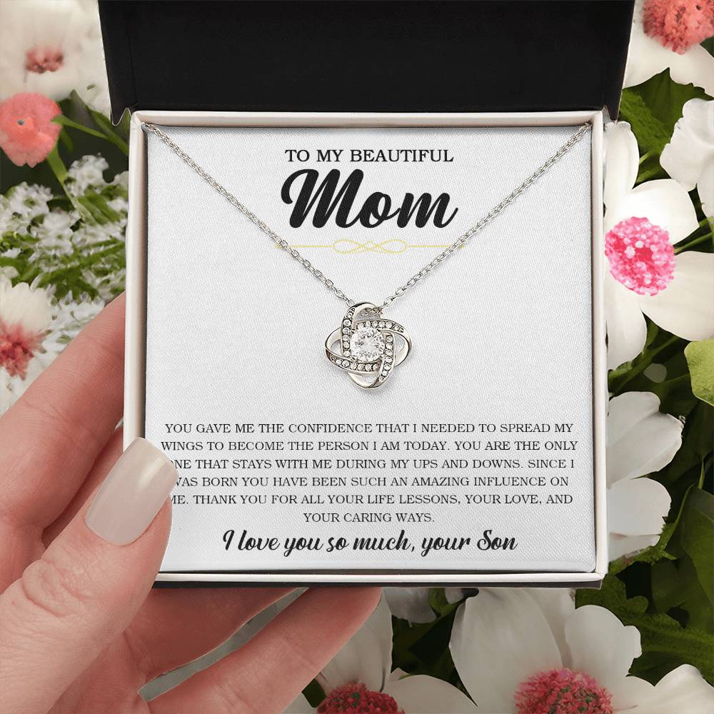 To My Beautiful Mom Necklace Gift For Mom From Son Mother's Day Gift Sentimental Gift Birthday Gift Love Knot Necklace