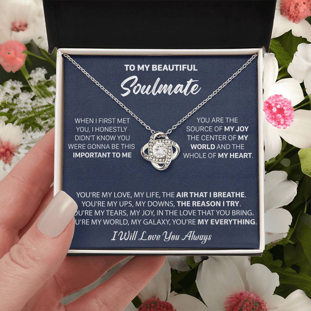 Gift For Your Soulmate - My Joy I Breath Love Knot Necklace Love Knot Necklace