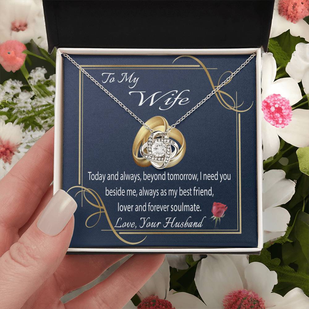 To My Wife Necklace With Message Card I Love You Necklace For Wife Anniversary Gift For Her Wife Birthday Gift Necklace Love Knot Necklace