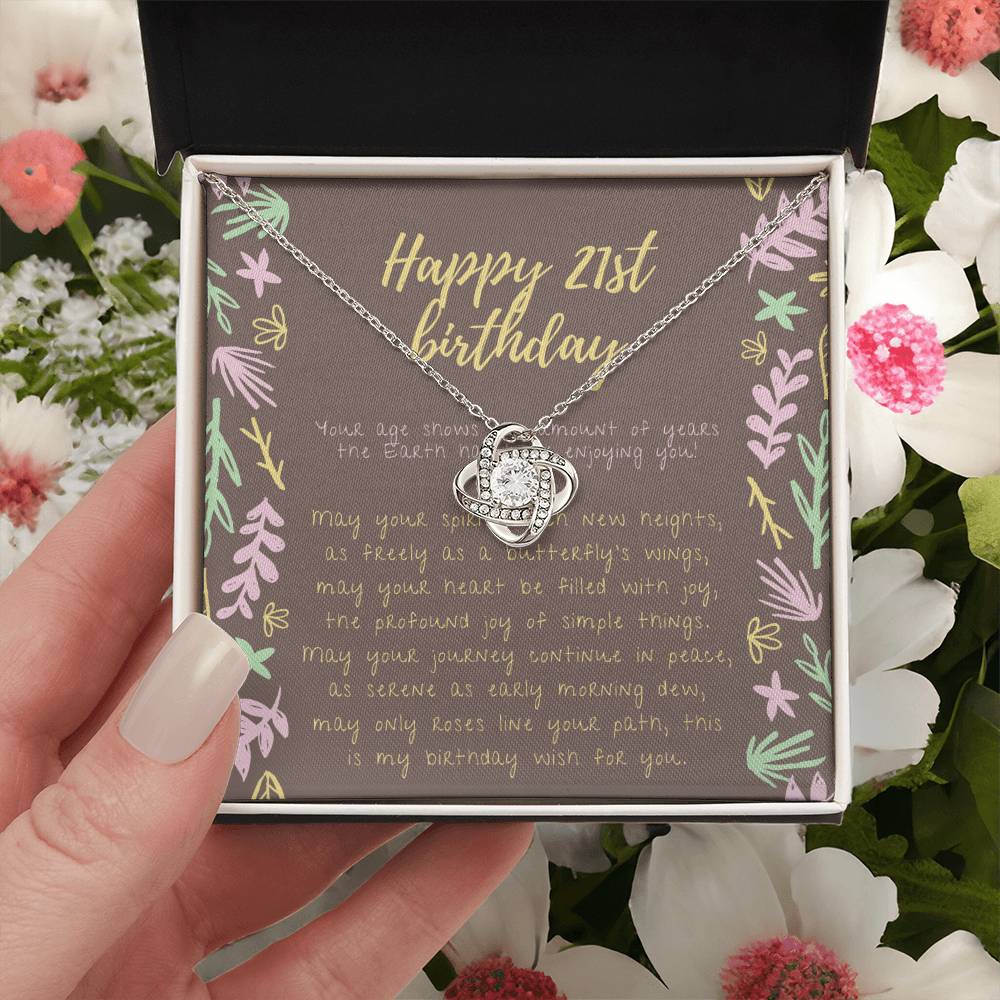Happy 21St Birthday Necklace 21St Birthday Gift For Her 21St Birthday Gift For Women 21St Birthday Gift Necklace Happy 21St Birthday Friend 21St Birthday Gift 21 Love Knot Necklace