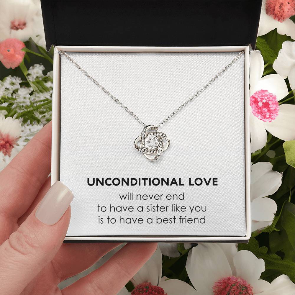 Sterling Silver Unconditional Love Necklace Love Knot Necklace