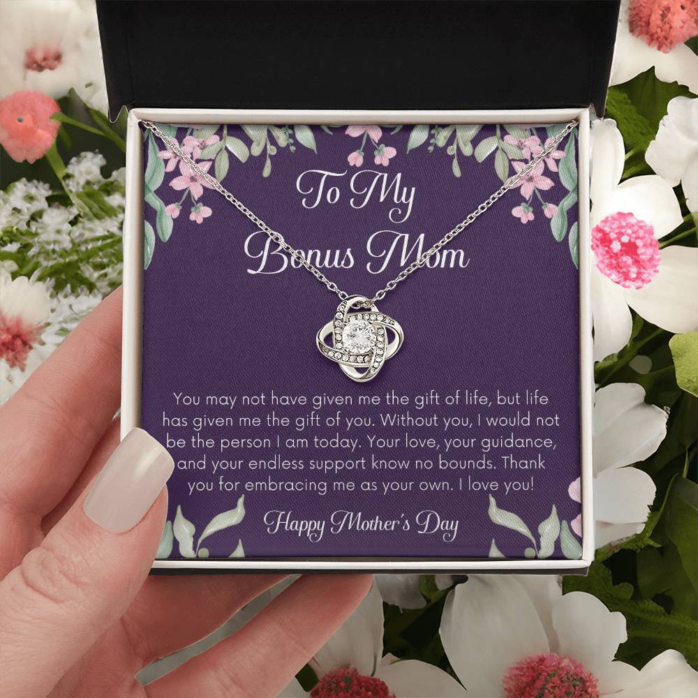 Bonus Mom Necklace Mothers Day Gift Daughterson To Mom Gift Bonus Mom Step Mom Gift Present For Stepmom On Mothers Day Stepmom Gift 1 Love Knot Necklace