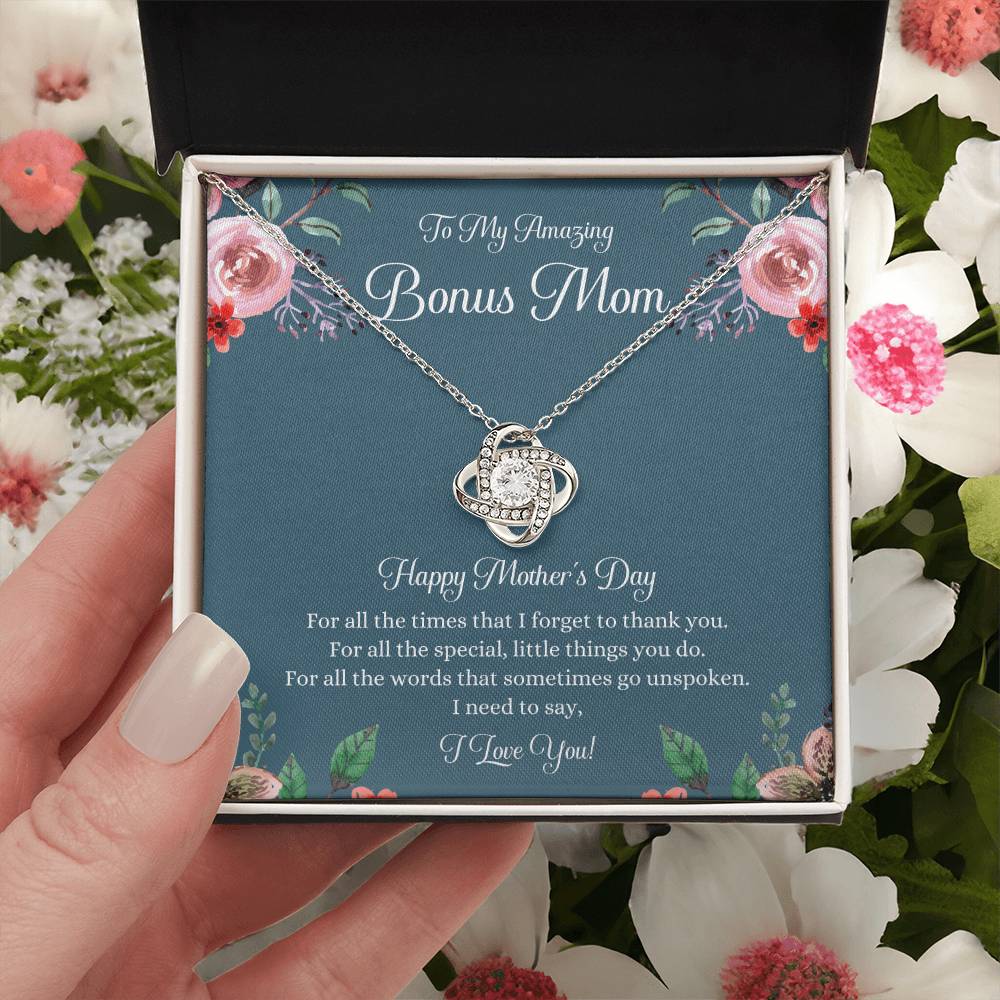 Bonus Mom Necklace Mothers Day Gift Daughter To Mom Gift Bonus Mom Step Mom Gift Present For Stepmom On Mothers Day Stepmom Necklace 1 Love Knot Necklace