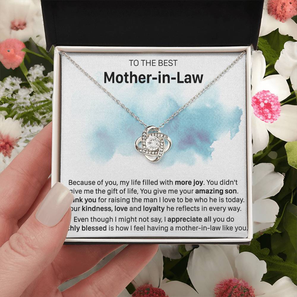 Gift For Mother-In-Law More Joy Reflect Love Knot Necklace Love Knot Necklace