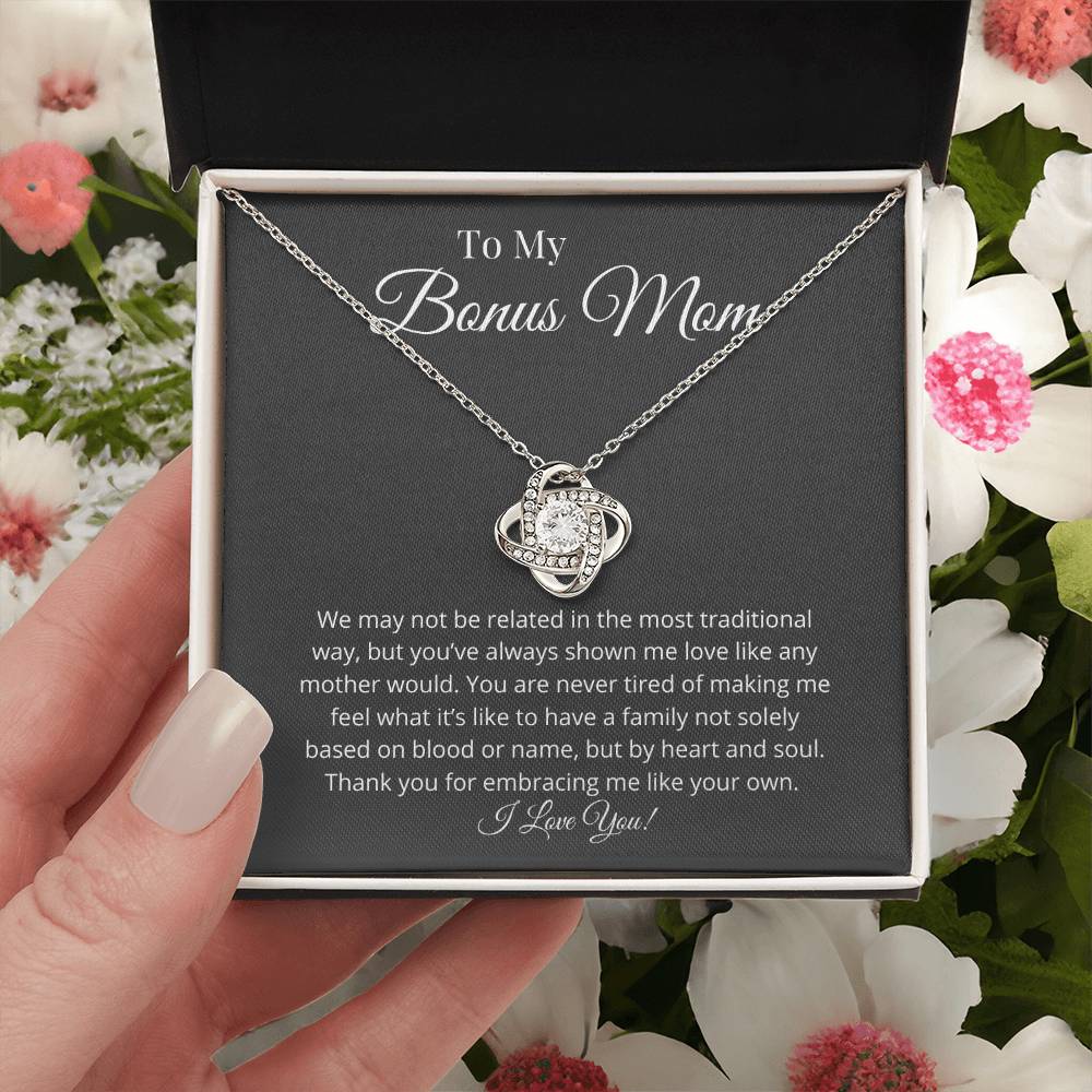 Bonus Mom Thank You Love Knot Necklace