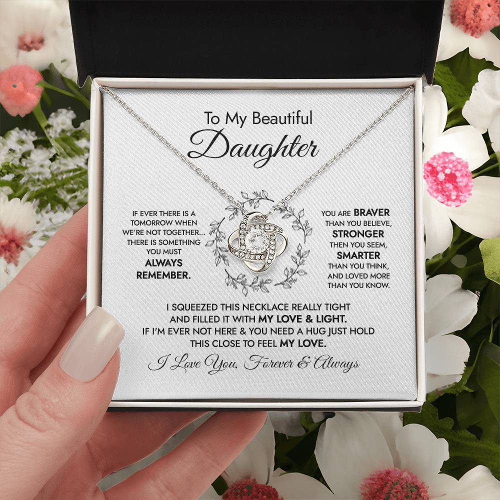 To My Beautiful Daughter Necklace Gift For Daughter From Mom Or Dad Sentimental Gift For Her Daughter Birthday Graduation Gift Love Knot Necklace