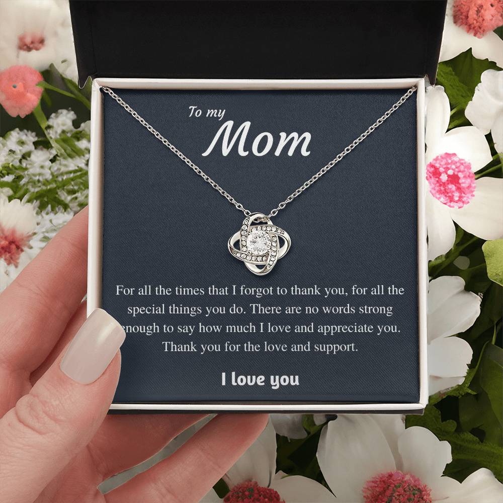 To My Mom - Thank You 1 Love Knot Necklace