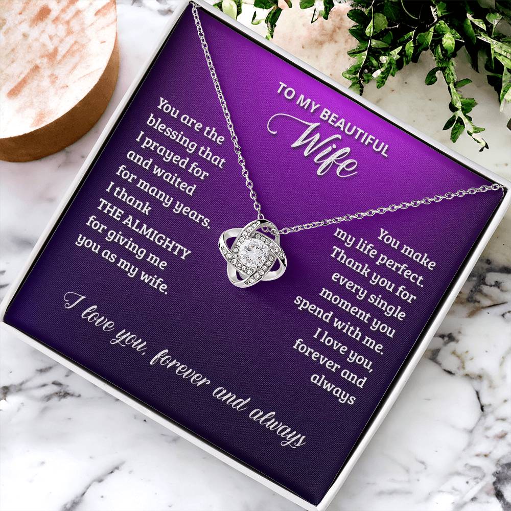 Love Knot Necklace - To My Beautiful Wife Love Knot Necklace