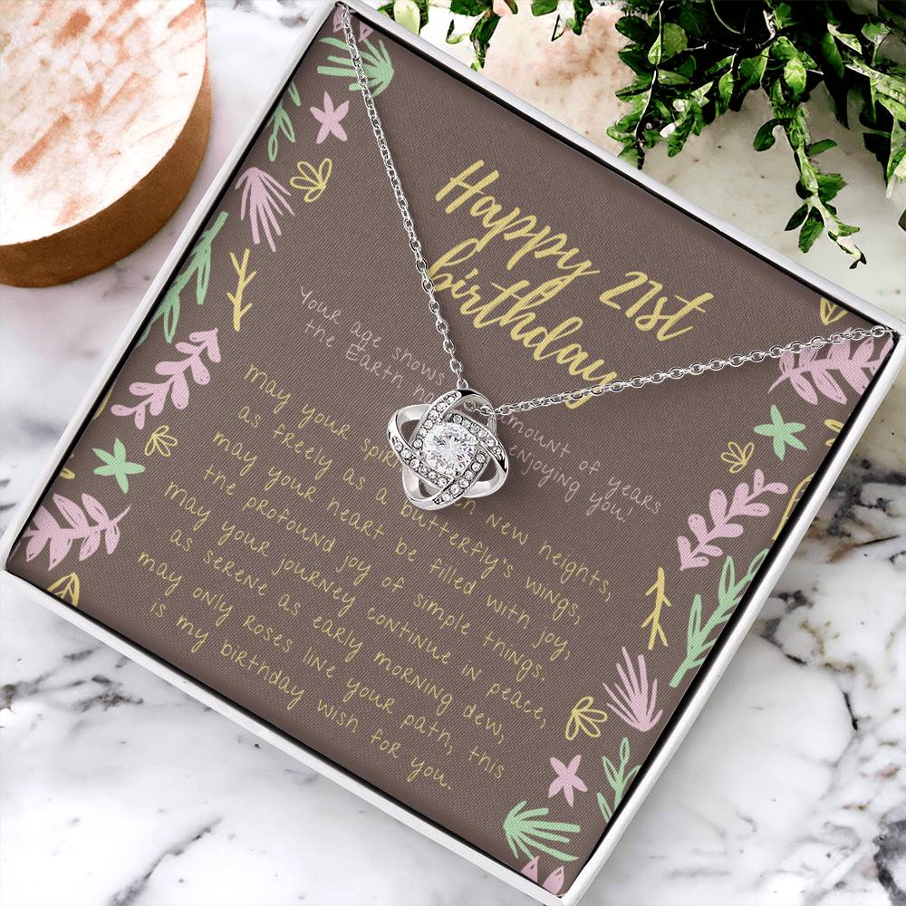 Happy 21St Birthday Necklace 21St Birthday Gift For Her 21St Birthday Gift For Women 21St Birthday Gift Necklace Happy 21St Birthday Friend 21St Birthday Gift 21 Love Knot Necklace
