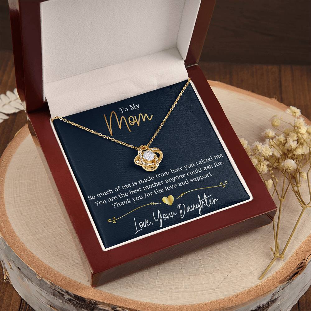 Mom - Thank You - Daughter Love Knot Necklace