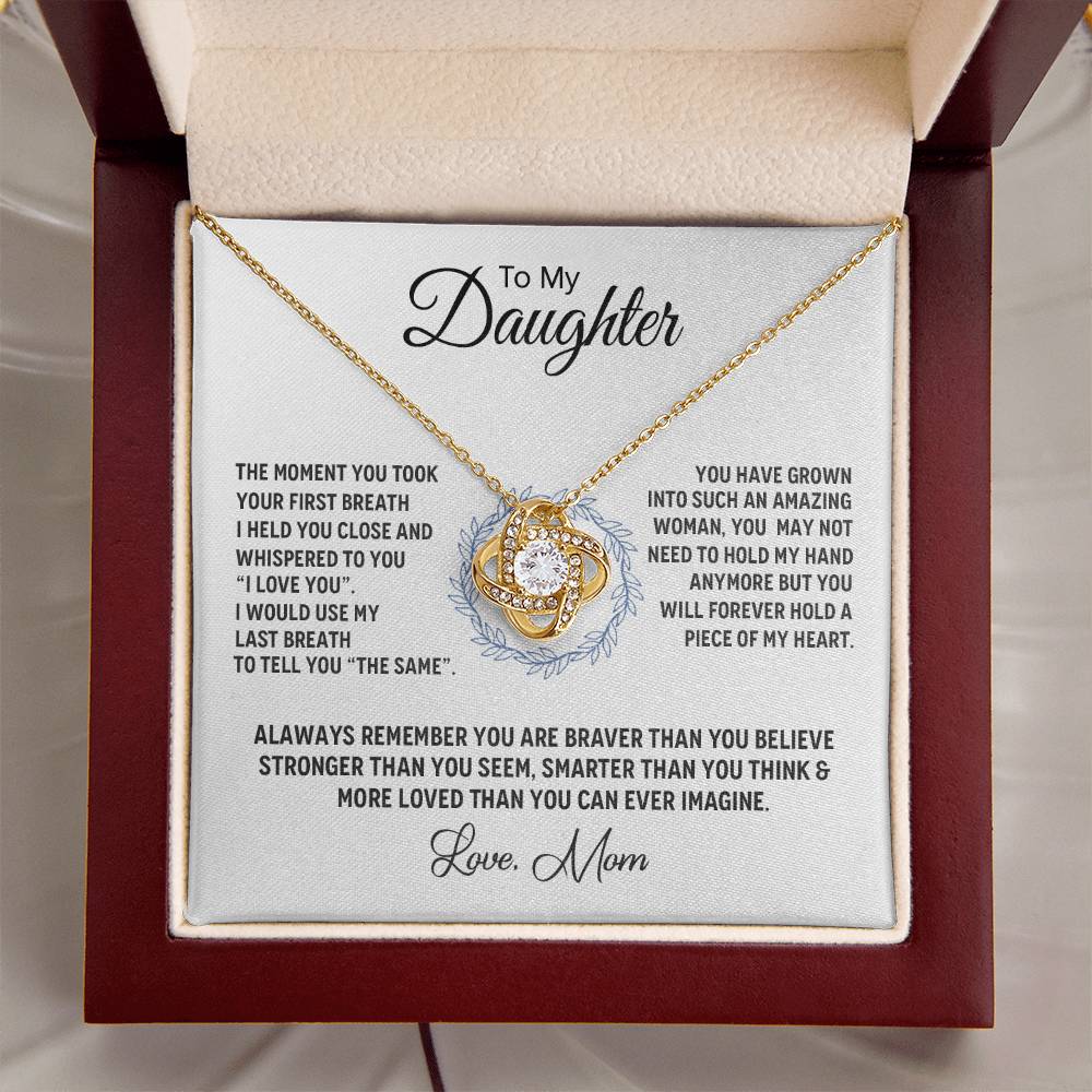 14K White Gold To My Beautiful Daughter - Love Knot Necklace
