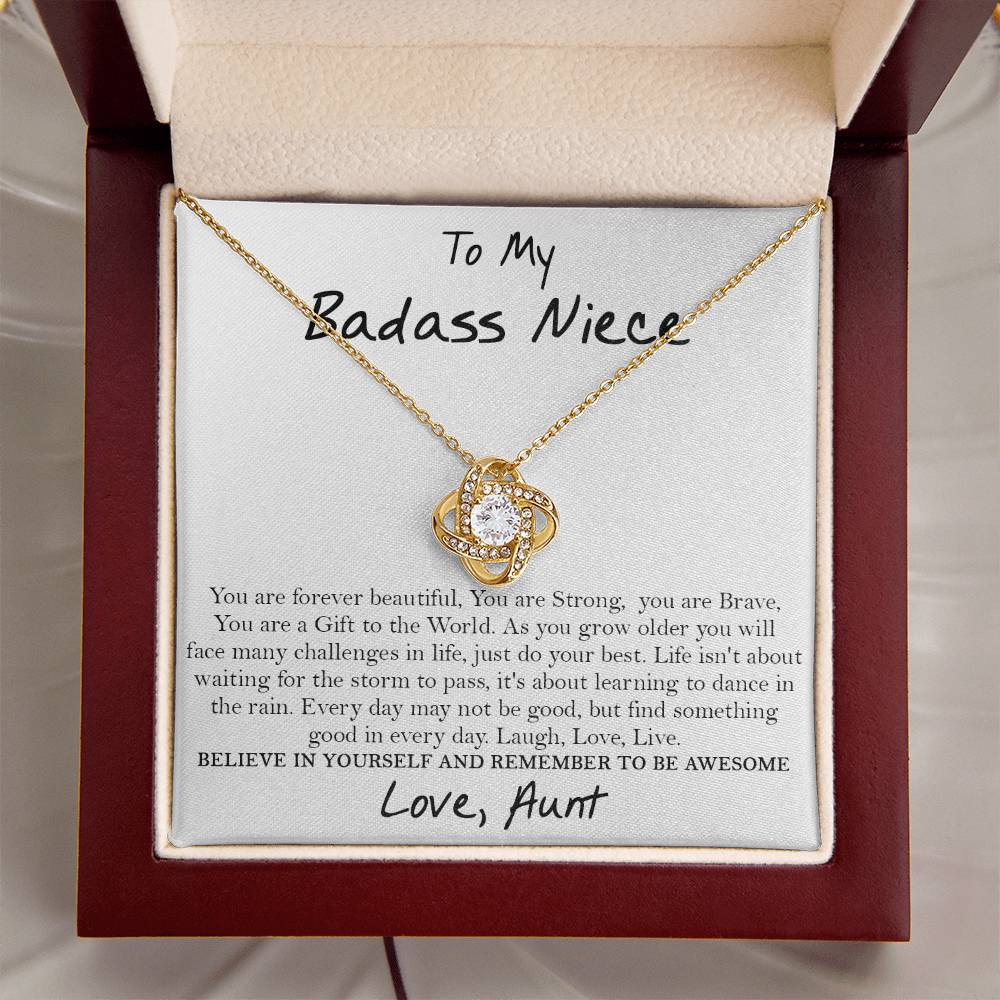 To My Badass Niece Necklace Gift For Niece From Aunt Gift For Birthday Wedding Graduation Auntie To Niec Love Knot Necklace