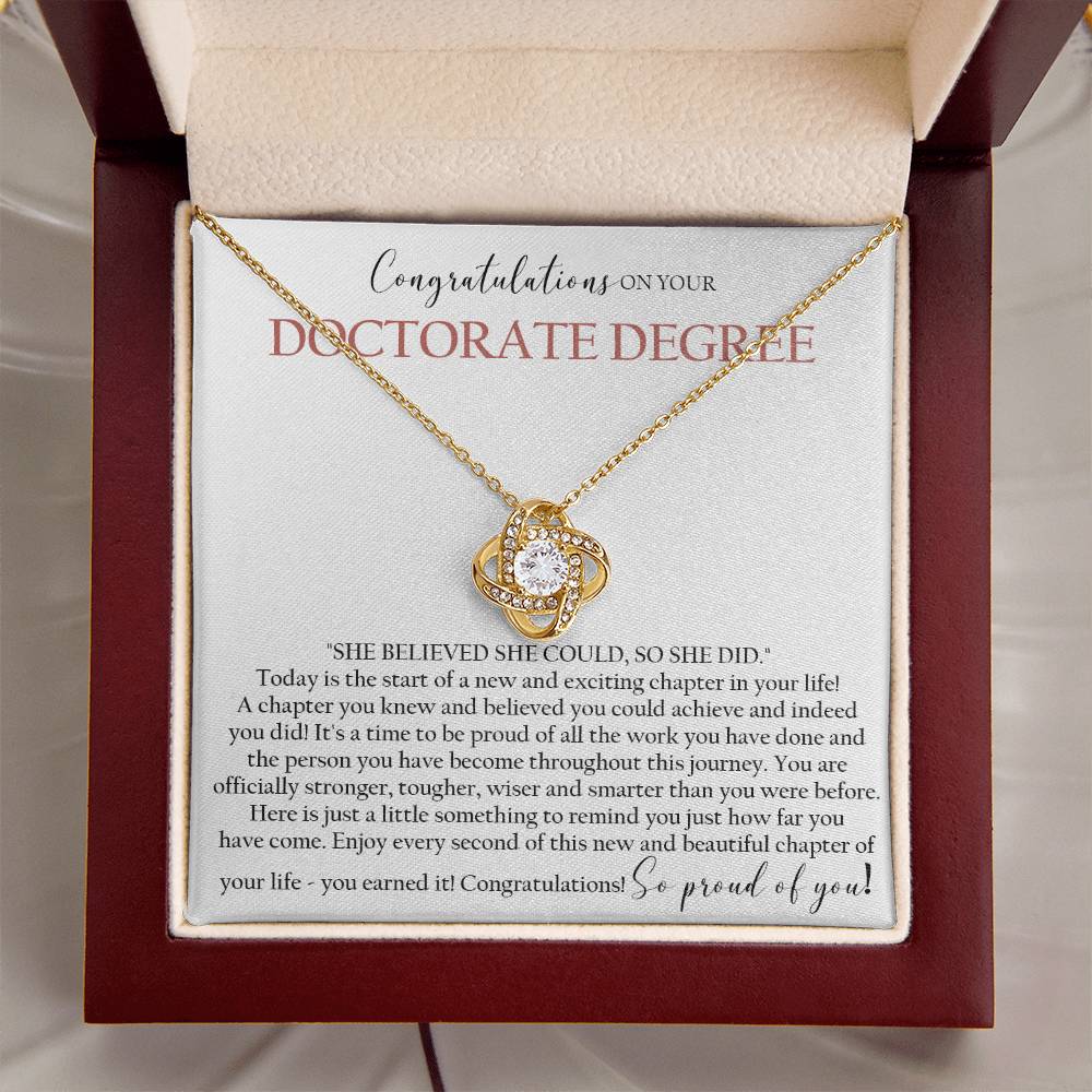 Doctorate Degree Graduation Gift Necklace Graduating Class Of 2022 Doctoral Degree Graduation Gift For Her Love Knot Necklace
