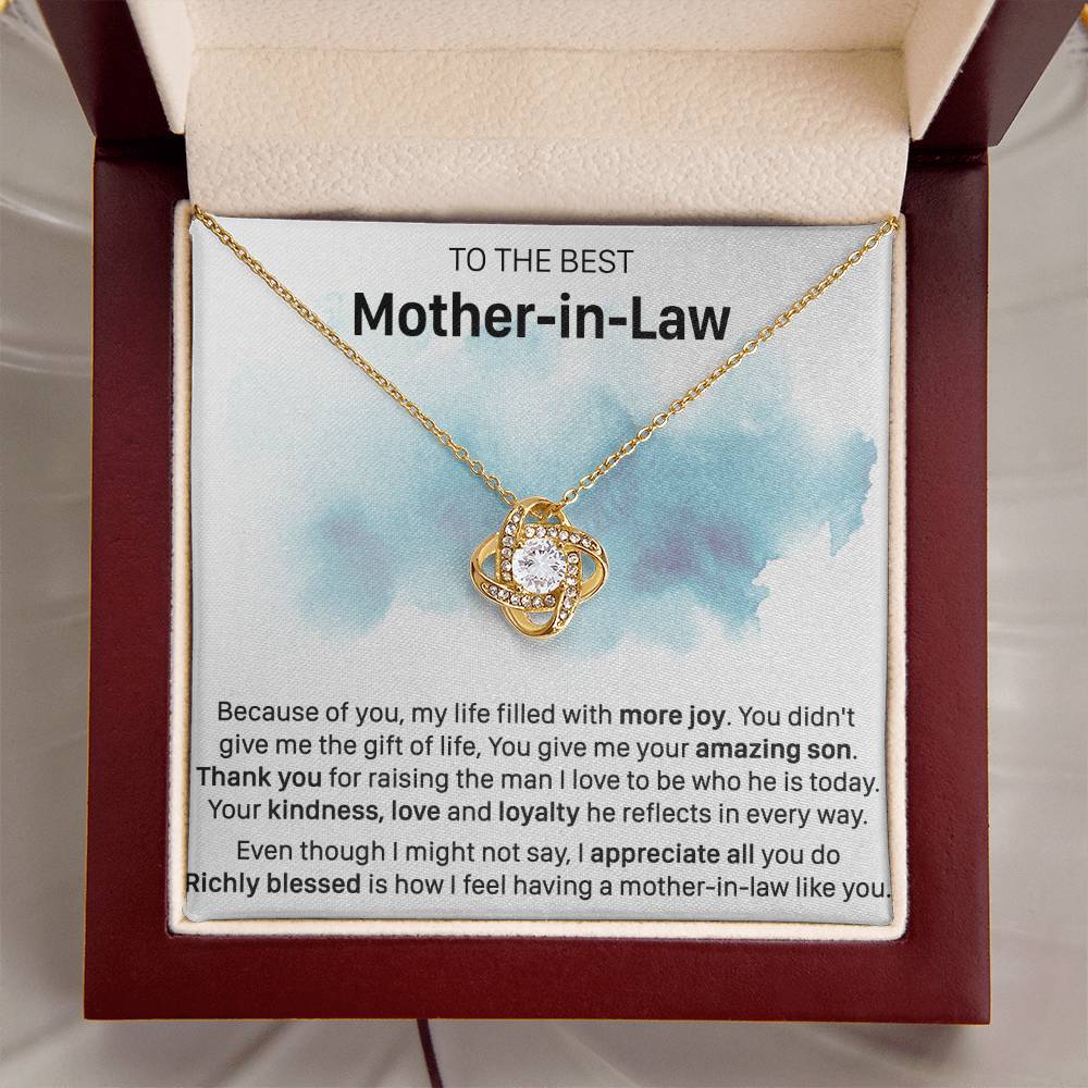 Gift For Mother-In-Law More Joy Reflect Love Knot Necklace Love Knot Necklace