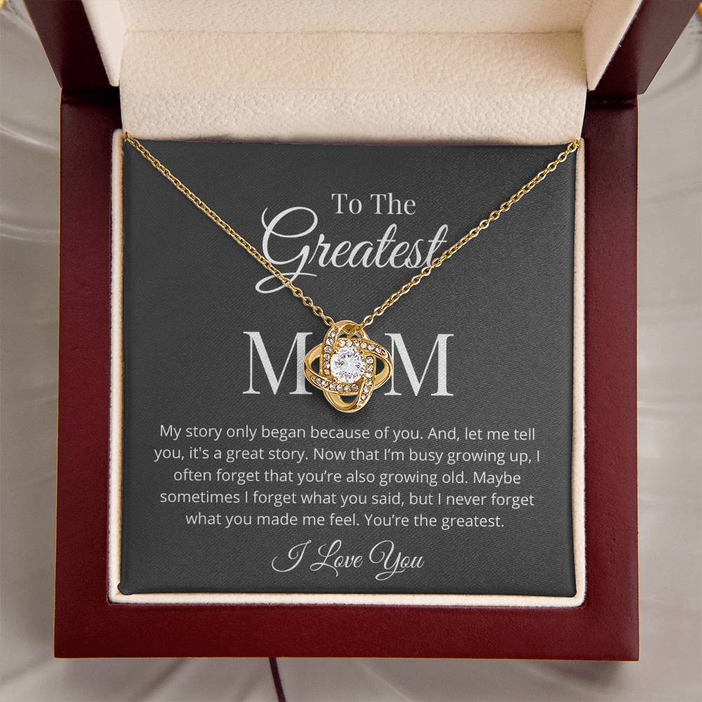 My Story Began Because Of You Love Knot Necklace