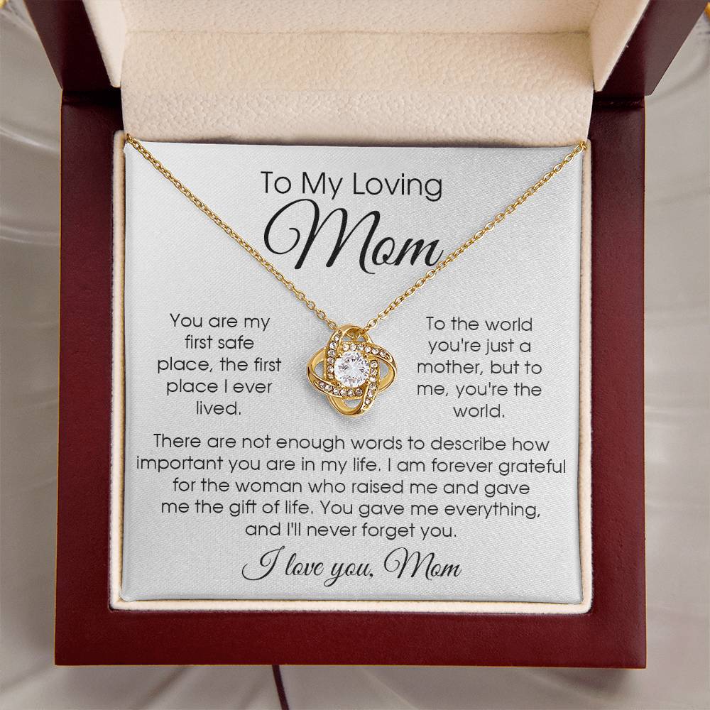 To My Loving Mom Necklace Gift For Mom From Daughter Or Son Sentimental Gift For Mother's Day Birthday Anniversary Love Knot Necklace