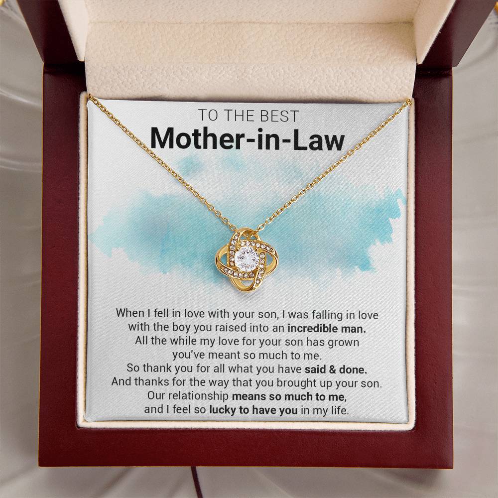 Gift For Mother-In-Law - Lucky To Have You - Love Knot Love Knot Necklace