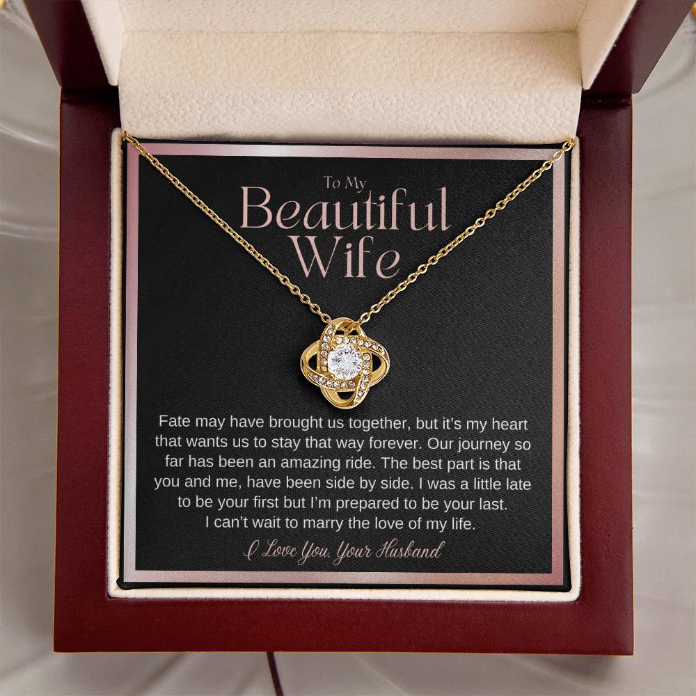 Wife Gift On Wedding Day Bride Gift From Groom On Wedding Day Fate May Have Brought Us Together Wife Wedding Necklace Gift From Husband Love Knot Necklace