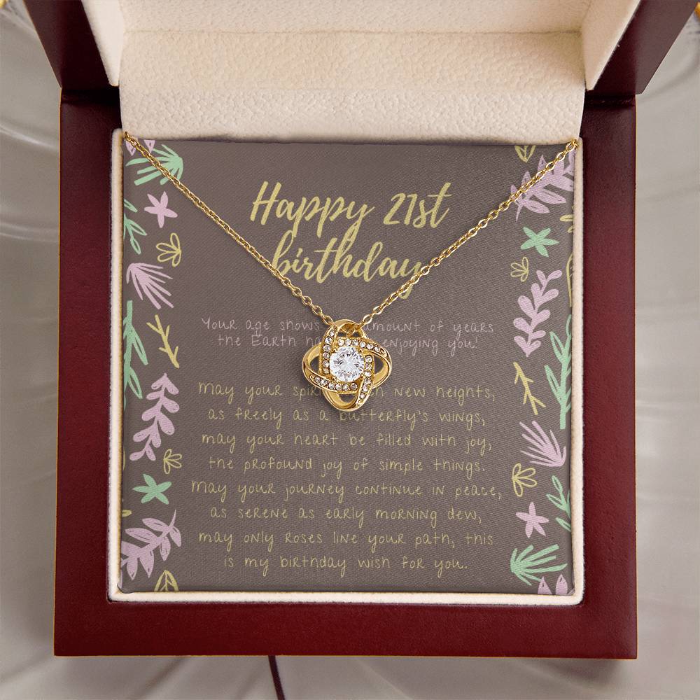 Happy 21St Birthday Necklace 21St Birthday Gift For Her 21St Birthday Gift For Women 21St Birthday Gift Necklace Happy 21St Birthday Friend 21St Birthday Gift 21 Love Knot Necklace