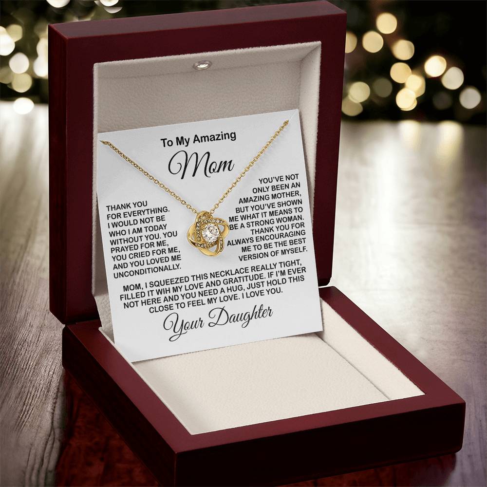 Present For Mom From Daughter Love Knot Necklace