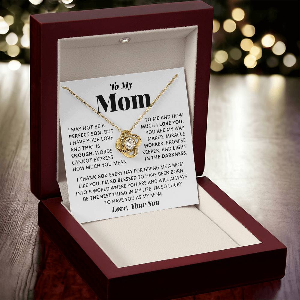 To My Mom - Heart Melt Message Love Knot Necklace Love Knot Necklace