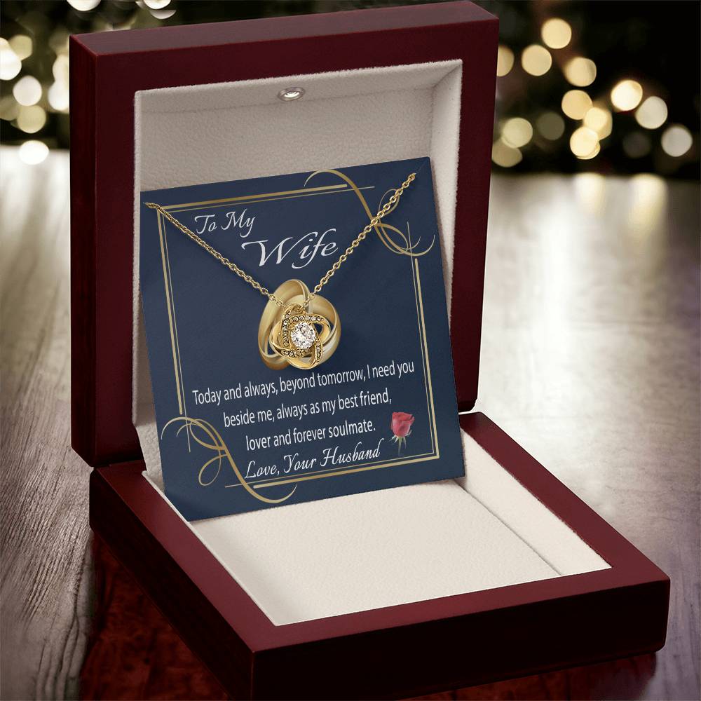 To My Wife Necklace With Message Card I Love You Necklace For Wife Anniversary Gift For Her Wife Birthday Gift Necklace Love Knot Necklace