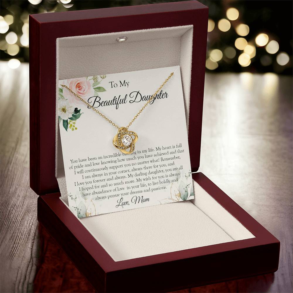 To My Daughter Necklace Gift For Daughter From Mom Sentimental Gift Love Knot Necklace