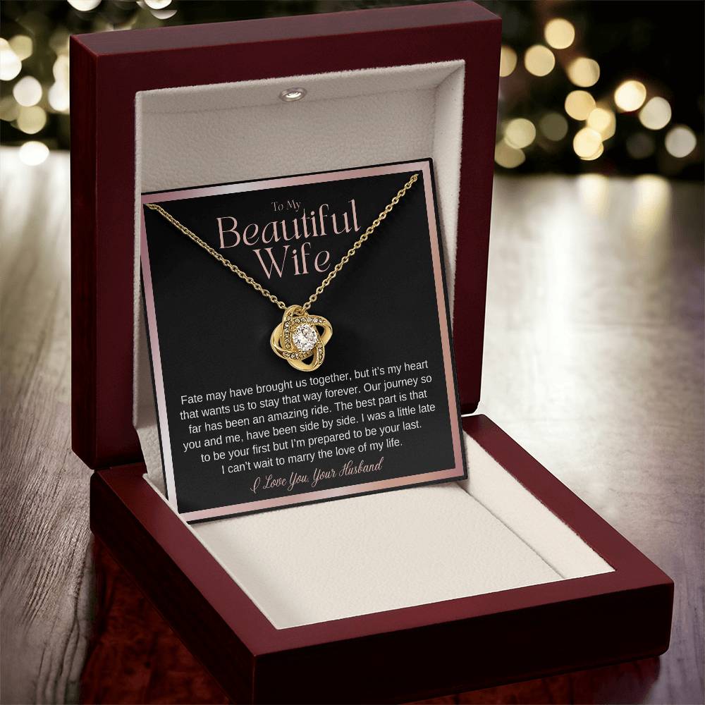 Wife Gift On Wedding Day Bride Gift From Groom On Wedding Day Fate May Have Brought Us Together Wife Wedding Necklace Gift From Husband Love Knot Necklace