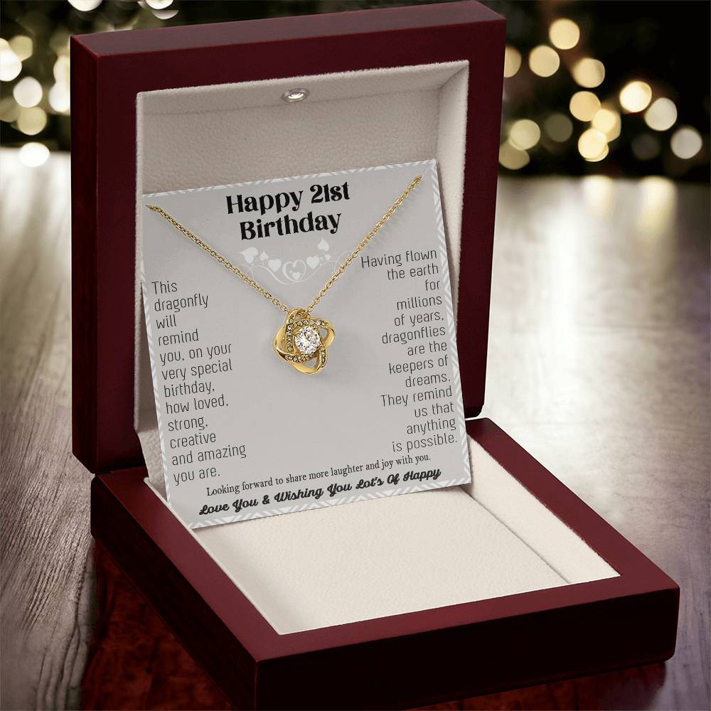 21St Birthday Dragonfly Necklace Gift Happy 21St Birthday Gifts For Her Best Friend Daughter Sister Niece Auntie Necklace Happy 21 Birthday Birthday Necklace Love Knot Necklace