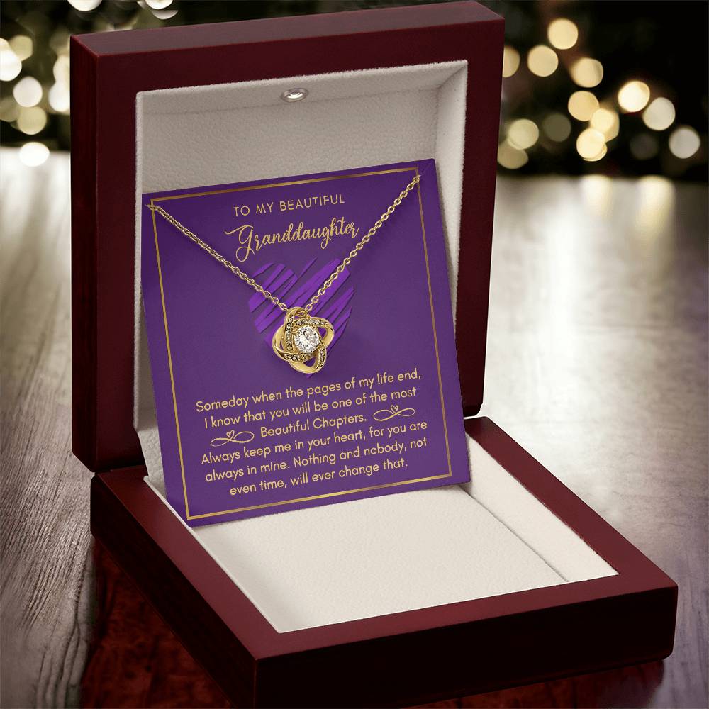 To My Beautiful Granddaughter Love Knot Necklace Love Knot Necklace