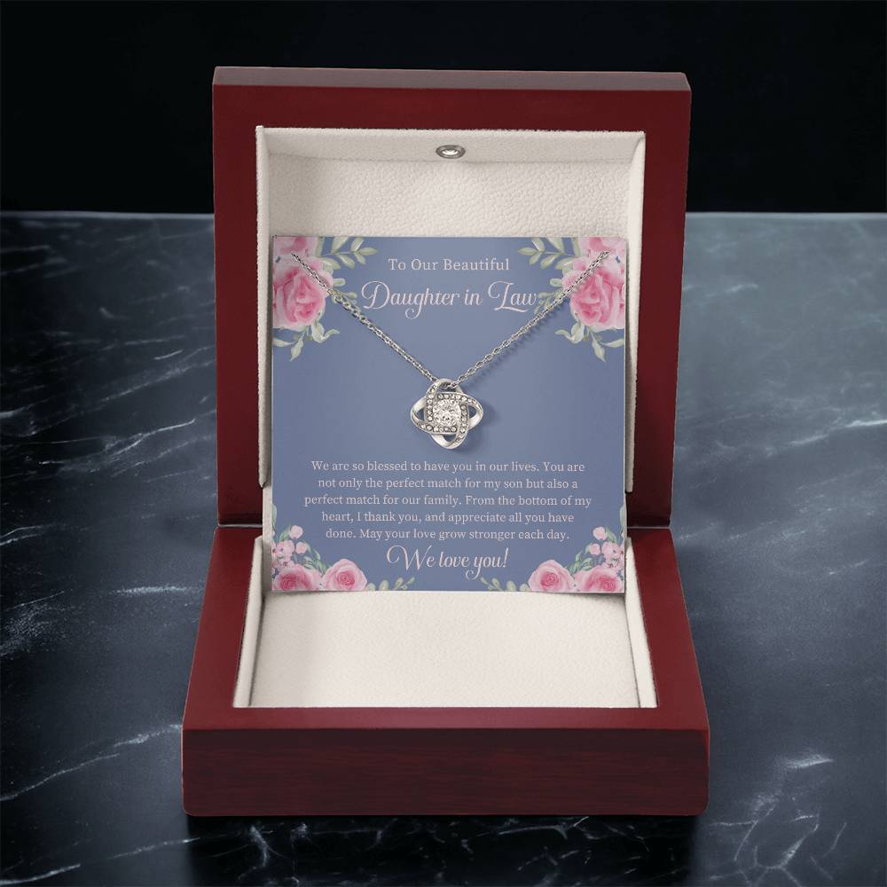 Daughter In Law Gift Beautiful Daughter In Law Necklace Gift Daughter In Law Birthday Gift Gift From Mom In Law To Daughter In Law Love Knot Necklace