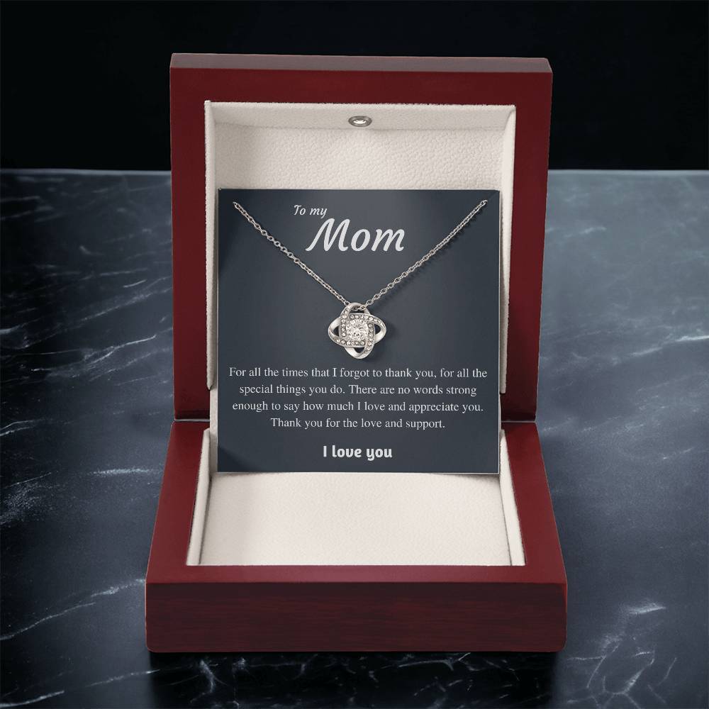 To My Mom - Thank You Love Knot Necklace
