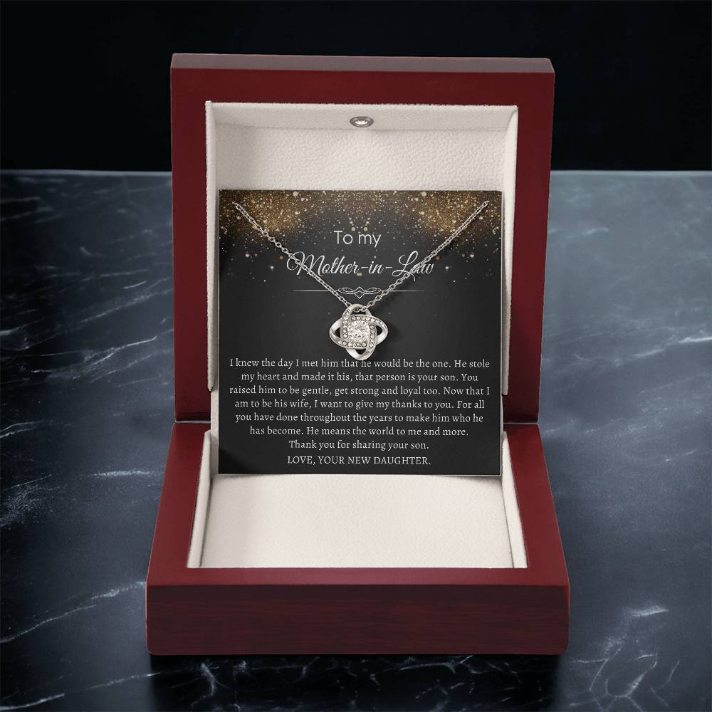 Love Knot Necklace Mother-In-Law - Thank You For Sharing Your Son Love Knot Necklace