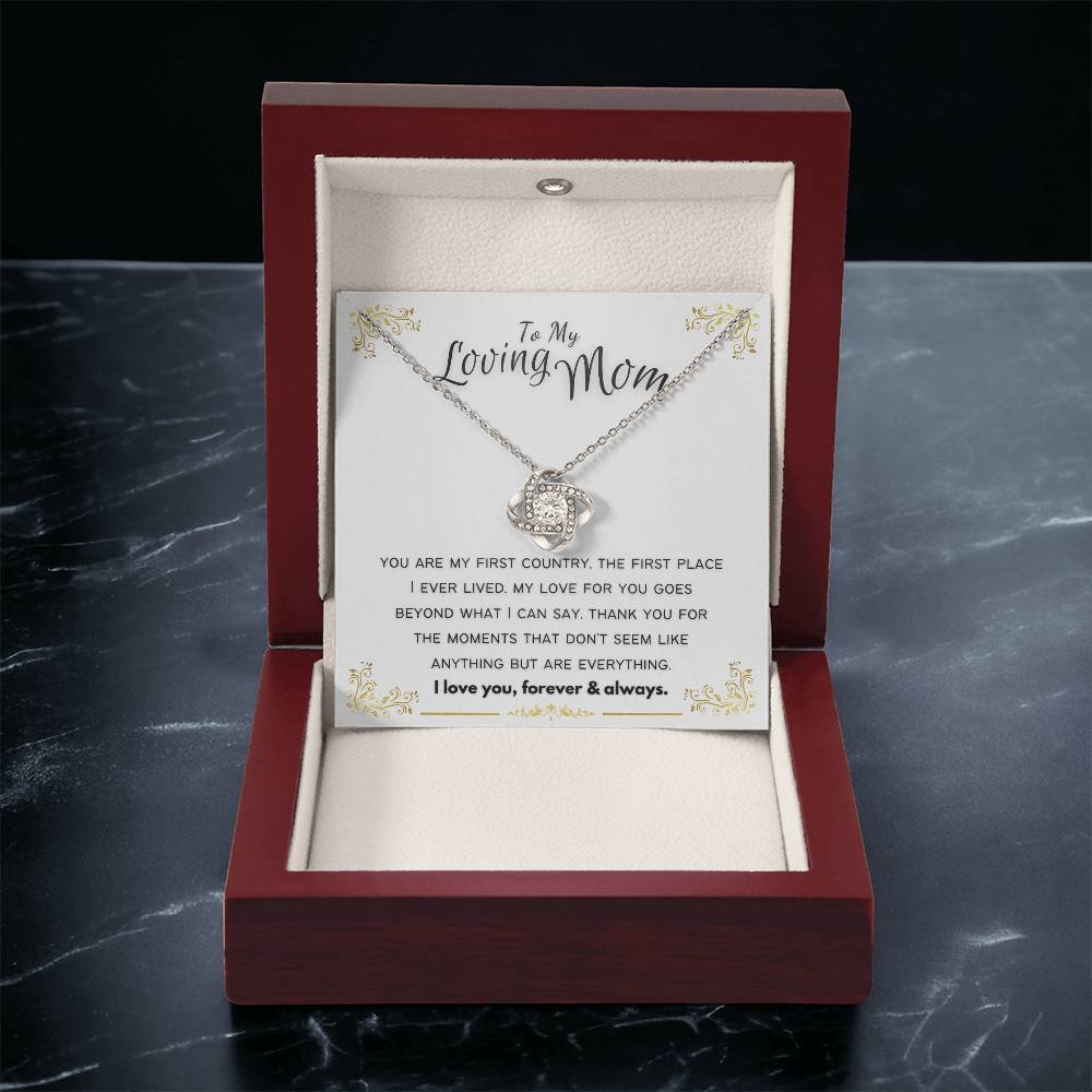 To My Loving Mom Love Knot Necklace