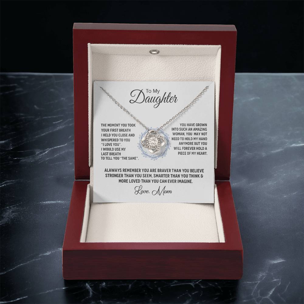 14K White Gold To My Beautiful Daughter - Love Knot Necklace