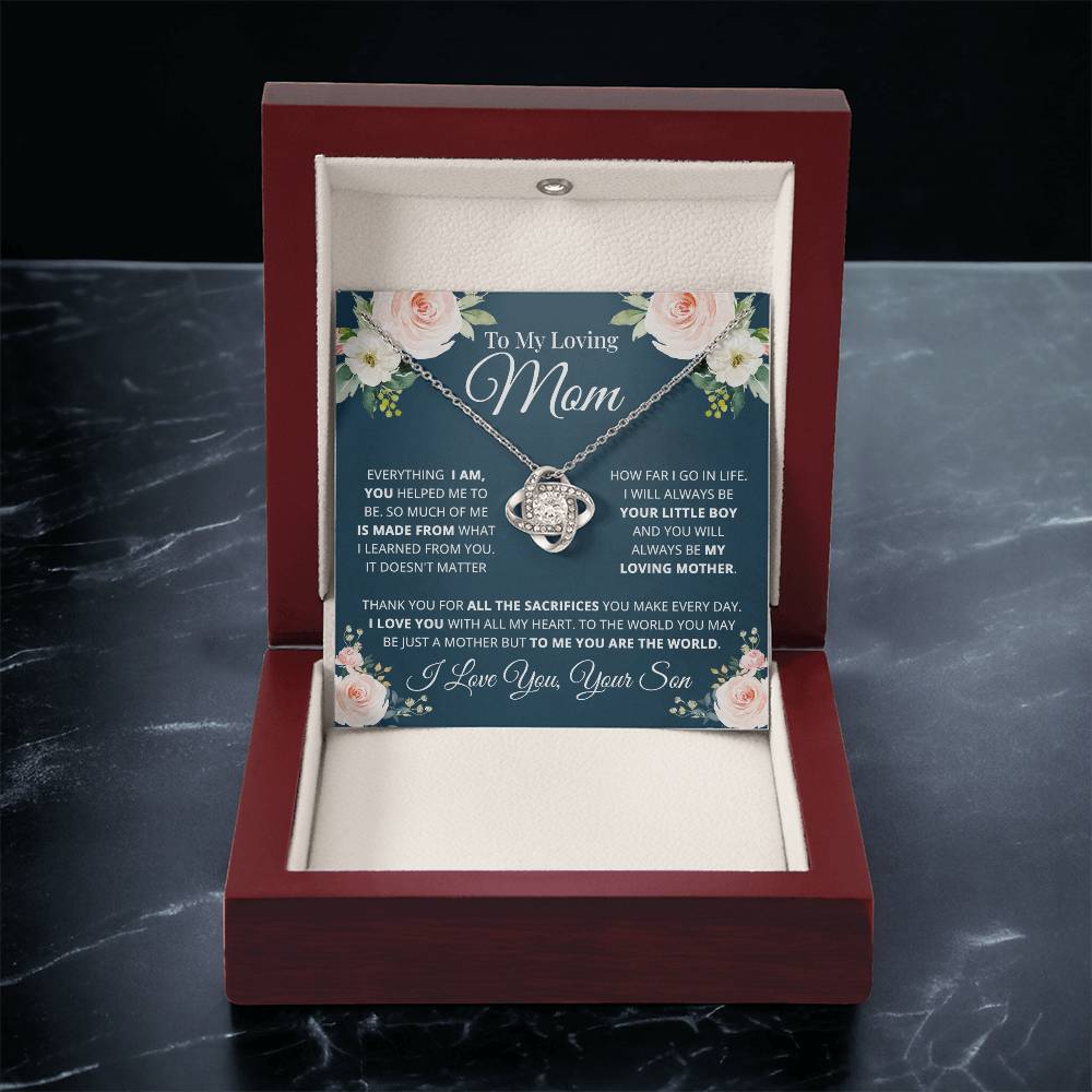To My Loving Mom Necklace Gift For Mom From Son Mother's Day Gift Mom Birthday Present Love Knot Necklace